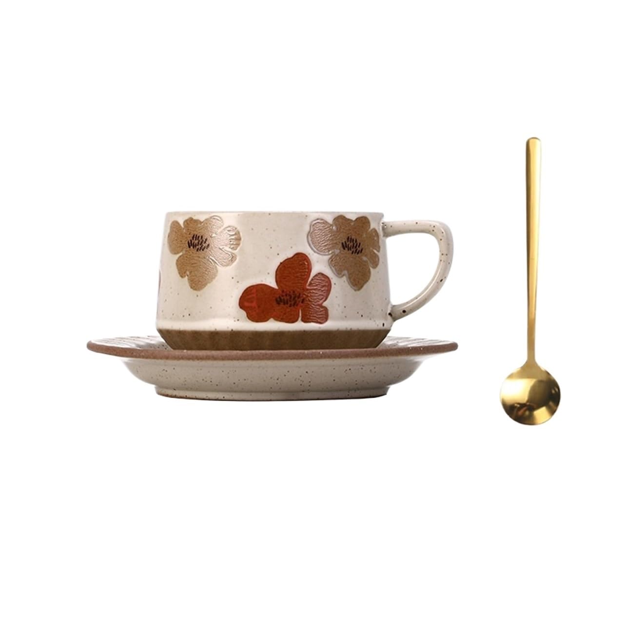 LIBANGRONG-888 Mugs Coffee Cup Set Vintage Floral Milk Tea Ceramic with Saucer and Spoon Milk Tea Cup
