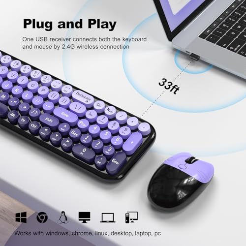 Dilter Wireless Keyboard and Mouse Combo, Portable Retro Keyboard - image 2