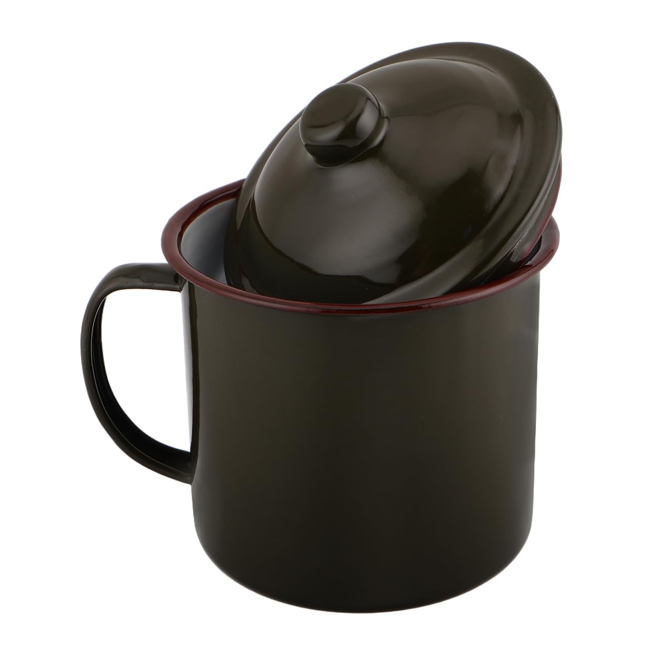 BESTonZON Enamel Mug with Lid Vintage Style Tea Cup for Camping Hiking and Travel Retro Water Cup for Home Kitchen Use Enamelware Colour May Vary