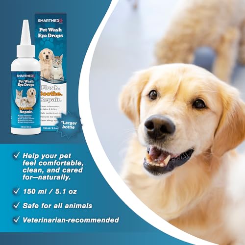 Image of Large Pet Eye Wash 5.1 oz Gentle Eye Irritation Solution for Pets Removes Dirt, Debris & Tear Stains Safe for Daily Use