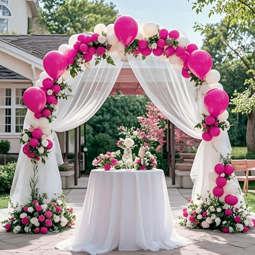 Image of Hot Pink Balloons 12 inch,70pcs Magenta Latex Party Balloons for Valentine's Day Wedding Engagement Bridal Bachelorette Tropical Party Decorations