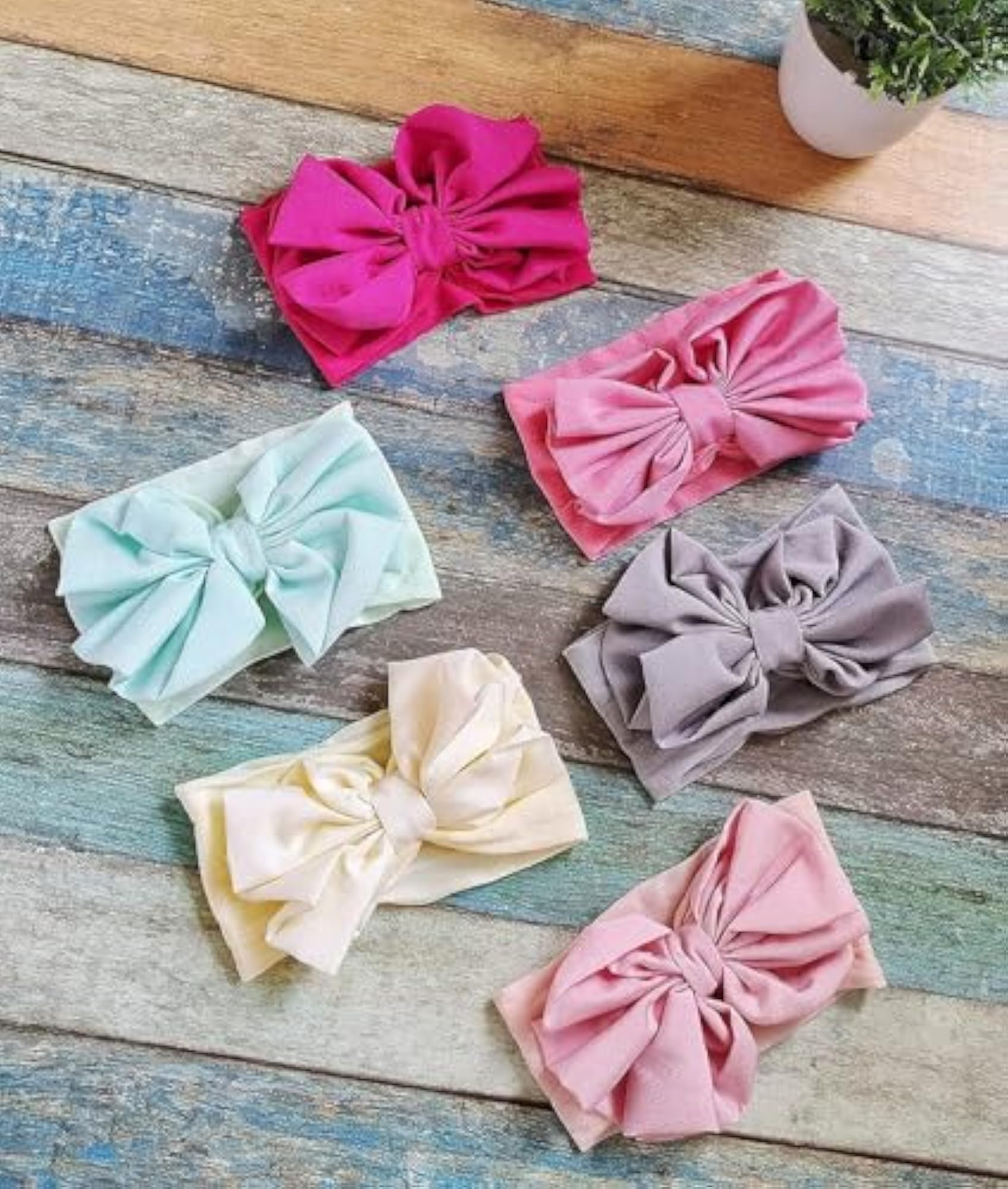 6 Pcs Premium Soft Bow Headband, Stretchable Patti Band