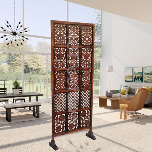 Image of Wooden Room Partition /Screen /Room Divider /Room Separator for Livng Room Bedroom Home Office Restarurant Hallway (1 Panel 30 Inches Wide 6 Feet with Stands)
