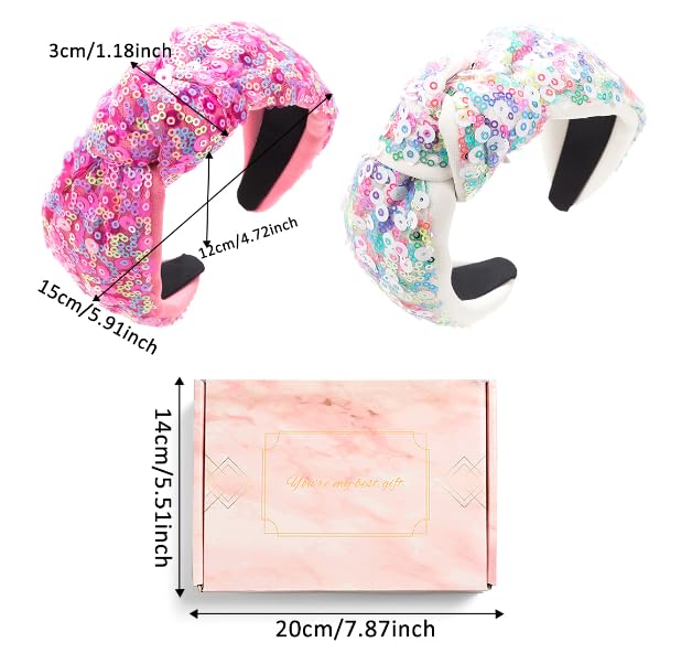 DeryArcle 2Pcs Glitter Hairband Pink - Image 2