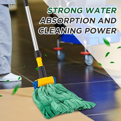Image of Hushee 20 Pcs Large Microfiber Tube Mop Heads 18 Oz Looped End,Green