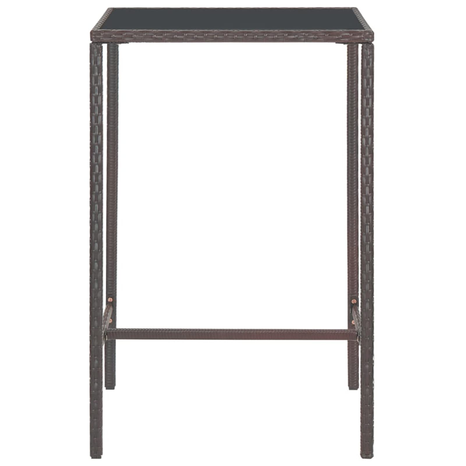 Rantry Set de Bar de jardín 3 Piezas y Cojines ratán sintético marrón Mesa Alta Exterior mesas Altas y taburetes Barra de Bar Exterior Jardin 70 x 70 x 110 cm