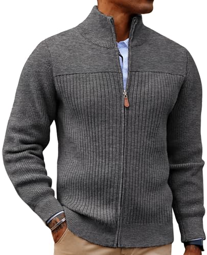 PJ PAUL JONES Mens Textured Cardigan Casual Ribbed...