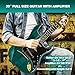 MUSTAR Electric Guitar Kit with 25W Amplifier, 39 Inch Full Size Solid Wood Electric Guitar Beginner Kits, Gig Bag, Digital Tuner, Capo, Strap, Cable, Picks, Birthday Holiday Gifts (Green, MEG-100)