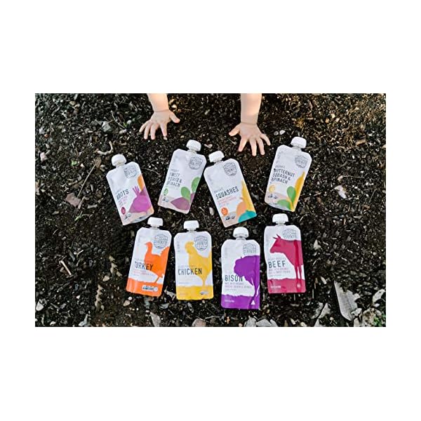 Serenity Kids 6+ Months Baby Food Pouches Puree Made With Ethically Sourced Meats & Organic Veggies | No Sugary Fruits or Added Sugar | Allergen Free | 3.5 Ounce BPA-Free Pouch | Variety Pack | 8 Count
