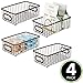 mDesign Farmhouse Decor Metal Wire Food Storage Organizer, Bin Basket for Kitchen, Pantry, Bathroom, Laundry Room, Closets, Garage - High - Small, 4 Pack - Bronze