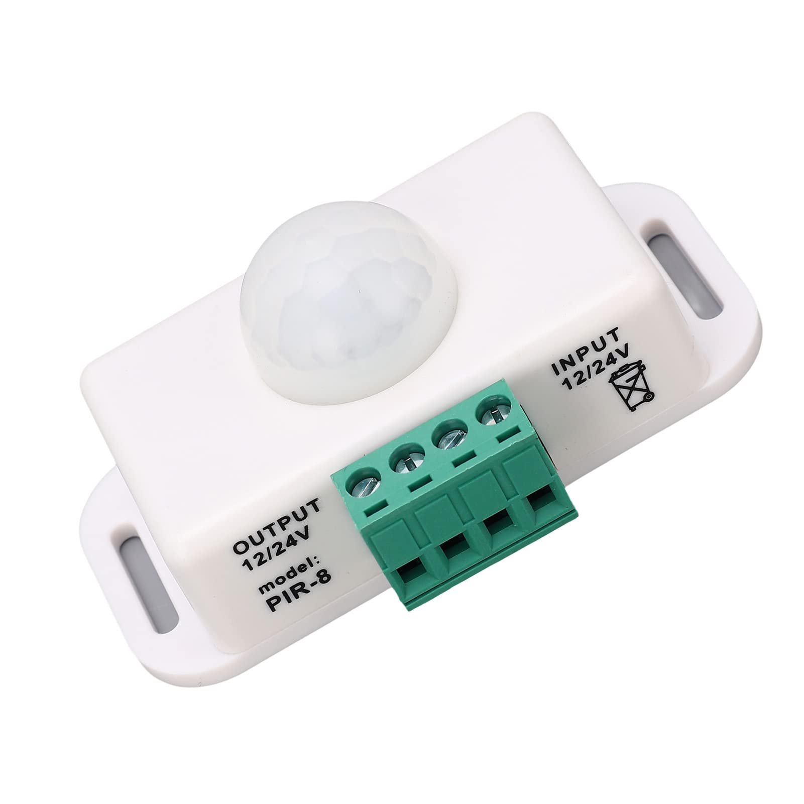 Ejoyous Interruptor de Detección del Cuerpo, Controlador de Sensor de Movimiento PIR ABS DC 12 V 24 V 6 A con Retardo Ajustable de 1 A 10 Minutos Alcance de 5 A 8 M para Armario, Pasillo, Gabinete,