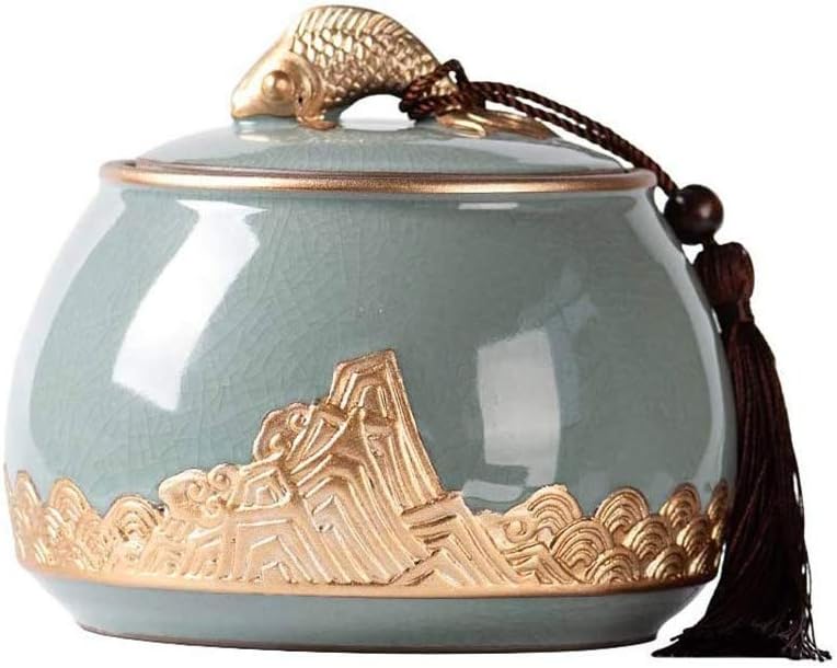 Ceramic Ash Ashes Cans for Human Pets Cremation Funeral Memorial Cylinder Sealed Proof Surface Exquisite Relief Coffin