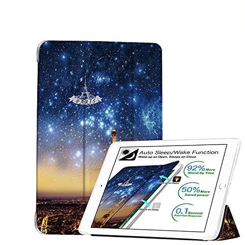 DuraSafe Cases for iPad 9.7 Inch 5 6 Air 1 2 [iPad 5th 6th Air 1st 2nd ] A1893 A1954 A1822 A1823 A1566 A1567 A1474 A1475 A1476 Printed Smart Soft Silicone Transparent Front & Back Cover - Paris Night