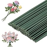 100 Pièces Tige Fleur Artificielle, 30cm x 2mm Fil de Fer Fleuriste (Vert)...
