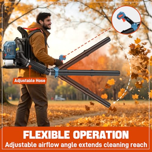 Image of SENIX 49CC 4-Cycle Gas Powered Backpack Leaf Blower, 425 CFM & 195 MPH