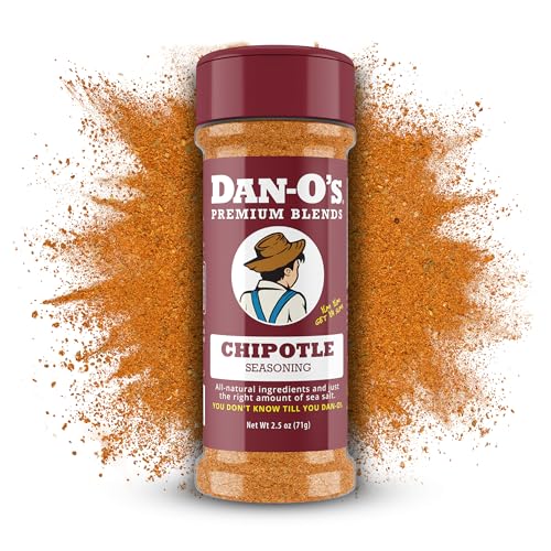 Dan-O's Chipotle Seasoning, 2.5 oz Bottle, All Purpose Seasoning for Chicken Wings, Pork, Brisket, Tacos and More, Sugar Free, Zero Calorie, Use this Spice Blend to Craft a Marinade, Dry Rub or Sauce