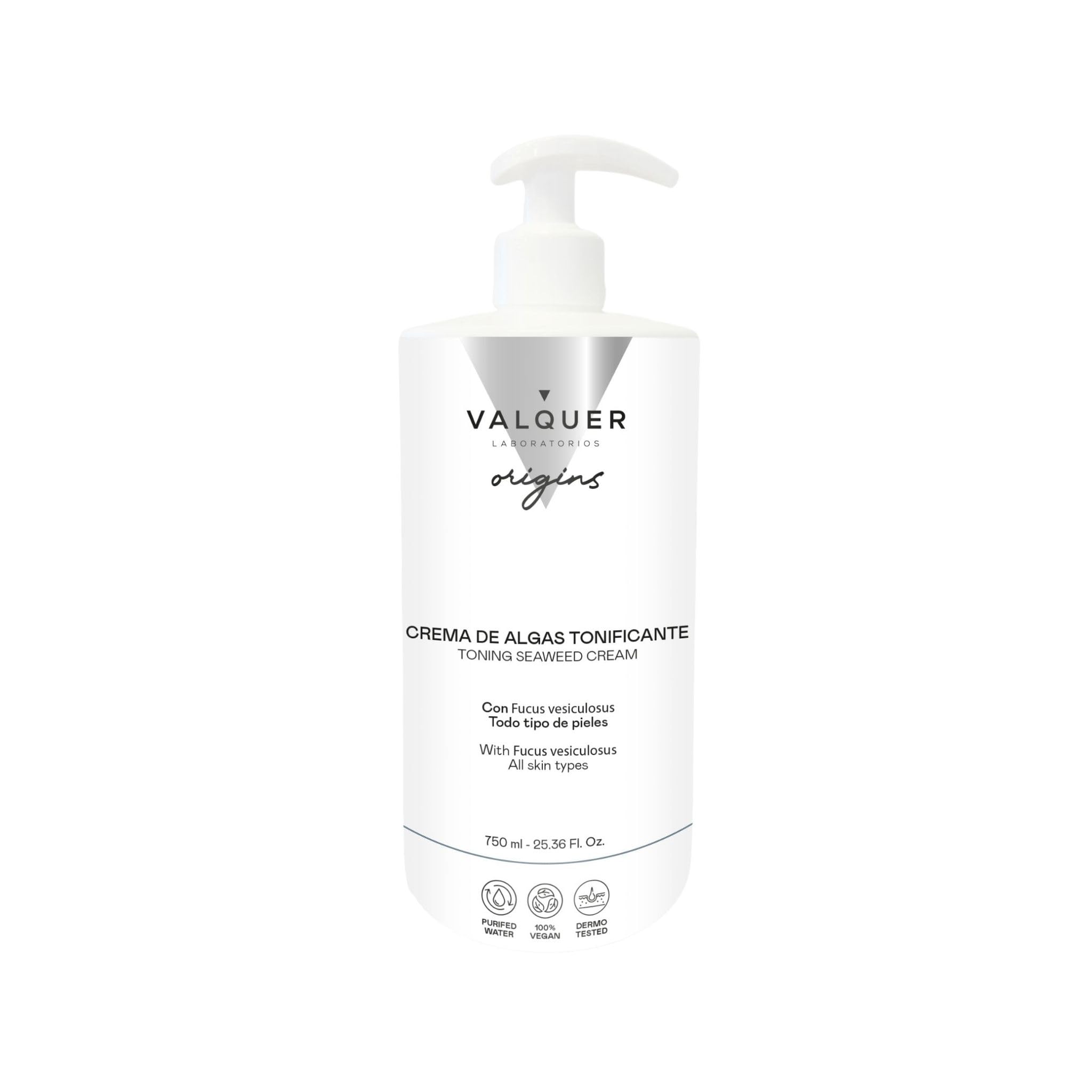 VALQUER ORIGINS Crema Corporal de Algas Tonificante | Previene la Celulitis y Reafirma la Piel | Efecto Calmante y Suavizante | Fórmula Vegana | 750 ml