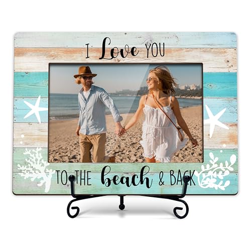 HJLLOQR Beach Picture Frame Wedding Gift Couple Photo Frame Beach Travel Honeymoon Picture Frames 4X6 In Engagement Gifts for Couples Newlyweds -B01