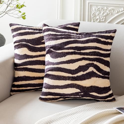 Zebra Print Pillow Covers Velvet Zebra Decor Animal Throw Pillows 18x18