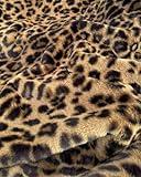 Tissu Fausse Fourrure Poil Court Animaux 4 Coloris   Vendu au Mètre   330g/m² Largeur 160cm (leopard camel)