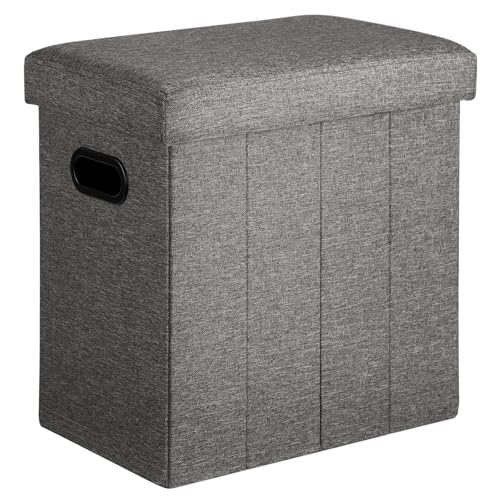 COSYLAND Sitzhocker mit Stauraum, Fußbank Truhen Aufbewahrungsbox faltbar belastbar bis 300 kg, Leinen, 42 x 27 x 42 cm (Dunkelgrau) COSYLAND Sitzhocker mit Stauraum, Fußbank Truhen Aufbewahrungsbox faltbar belastbar bis 300 kg, Leinen, 42 x 27 x 42 cm (Dunkelgrau)
