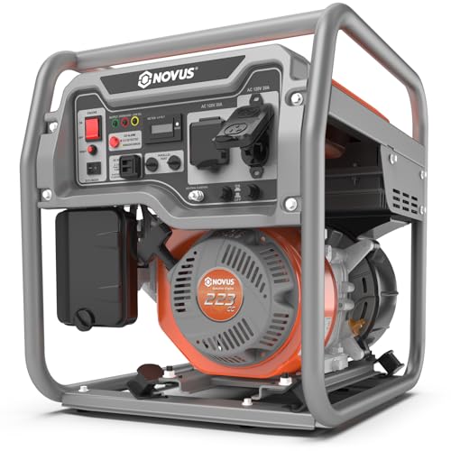 NOVUS Real 4000W Inverter Generator, Reliable 223cc Engine Gas Generator, Lightweight Outdoor Generator for Camping, Home and RV, with EPA Compliant, Eco Model Feature, GFCI Outlets and CO Sensor