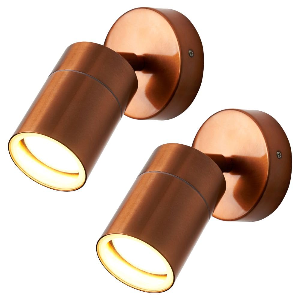 Litecraft Copper Kenn Outdoor Wall Ceiling Adjustable Spotlight - (, Pack Of 2)