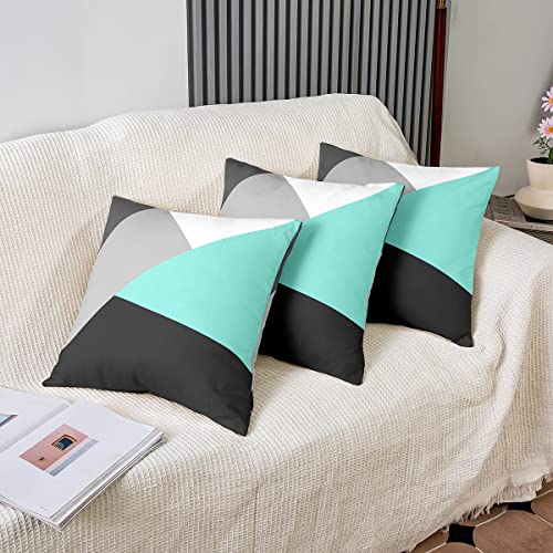 Loussiesd Set of 2 Strip Lines Throw Pillow Covers Geometric Grey Green Black Cushion Case for Home Living Room Decor Reversible Abstract Art Decorative Throw Cushion Case 18x18 Inch - Image 4