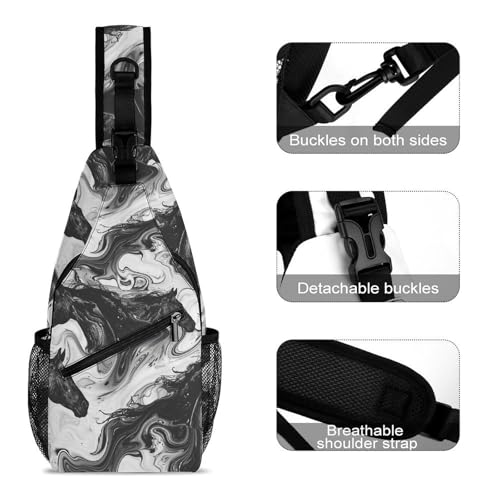 Mochila Crossbody Black Horse Abstract ligera y ajustable miniatura 3
