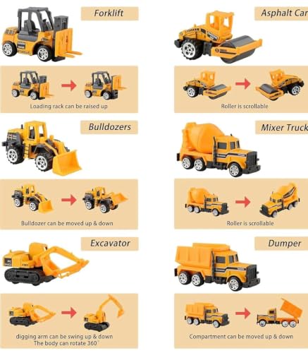 Image of Mini Construction Vehicle Toy Set of 6 for Kids