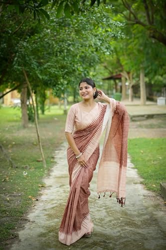 Image of SATIKA VASTRAM Tussar Silk Saree Solid Design Pure Soft Thread Weaving Contrast Border And Rich Pallu With Blouse Piece