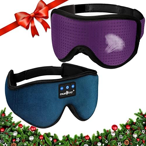 MUSICOZY Sleep Headphones Bluetooth 5.2 Headband Sleep Mask, 3D Breathable Sleeping Eye Mask for Side Sleepers, Built-in Ultra Thin Speakers Cool Tech Gadgets Holiday Gifts of 2 Packs MUSICOZY Sleep Headphones Bluetooth 5.2 Headband Sleep Mask, 3D Breathable Sleeping Eye Mask for Side Sleepers, Built-in Ultra Thin Speakers Cool Tech Gadgets Holiday Gifts of 2 Packs