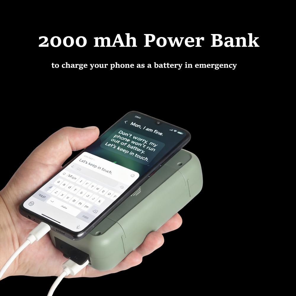 Linterna Solar Recargable con Radio, FM/Am Radio de Emergencia Portátil, Radio Solar de Emergencia con Manivela con LED 2000mAh Powerbank SOS Alarma USB para Camping al Aire Libre Kit Supervivencia