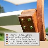 Ampel 24 Doppel-Sonnenliege Panama mit Dach Creme weiß, Gartenliege mit Holzgestell wetterfest, Sonnendach verstellbar, Doppelliege mit Kissen - 7