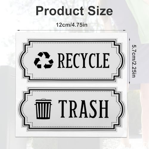 Image of 8Pcs Trash and Recycle Stickers,Recycle Stickers for Trash Bins Waste and Recover Decals Garbage Can Indoor Outdoor Garbage Can Home Office Kitchen Apartment Hotel