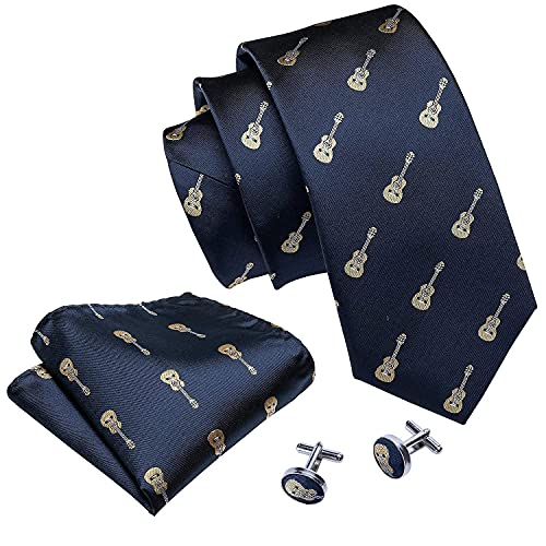 Image of Barry.Wang Fun Animal Ties for Men Designer Handkerchief Cufflink WOVEN Casual Necktie Set Festival