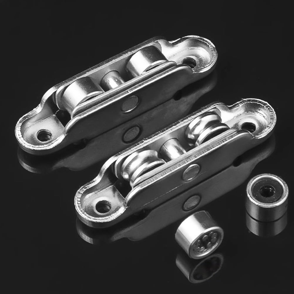 Lot de 4 rouleaux de porte coulissante en acier inoxydable avec 77 roues plates pour cadres à battants en aluminium, conçus pour un glissement fluide et des applications faciles (A)