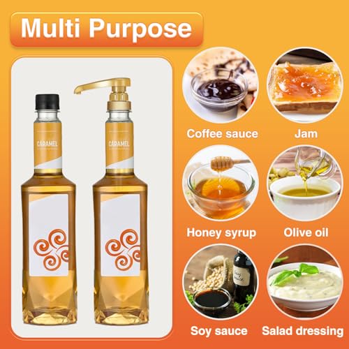 Image of VOISEN Coffee Syrup Pumps, 6 Pack Gold Syrup Pump, Skinny Syrup Pump for 750ml 25.4oz Syrup Bottle, Syrup Pump Dispenser for Kitchen Dinning Coffee Bar Drinking Mixes,Davinci,Jordans