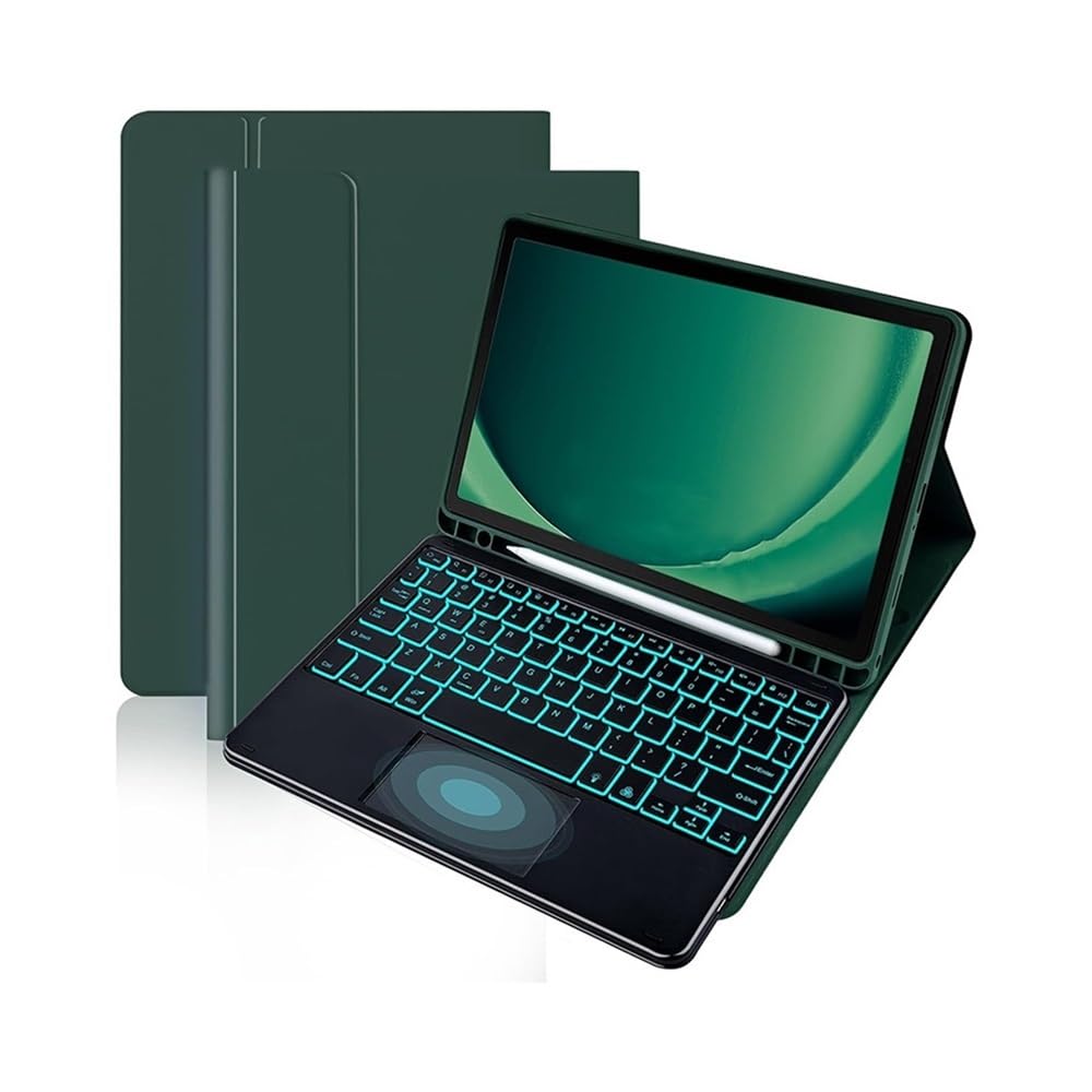 Étui clavier pour Samsung Galaxy Tab S7 Plus 12.4" housse cuir vert - 8