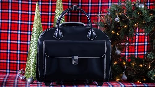 Image of McKlein Granville, Top Grain Cowhide Leather, 15 inch Leather Horizontal Wheeled Ladies' Laptop /Computer & Tablet Business Briefcase /Rolling Overnight Travel Bag, Removable trolley case