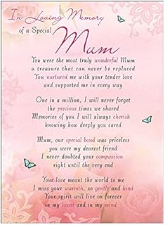 Special Mum Memorial Remembrance Verse Plastic Coated Grave Graveside Card