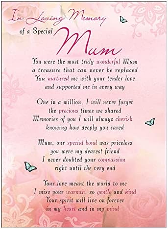 Special Mum Memorial Remembrance Verse Plastic Coated Grave Graveside Card