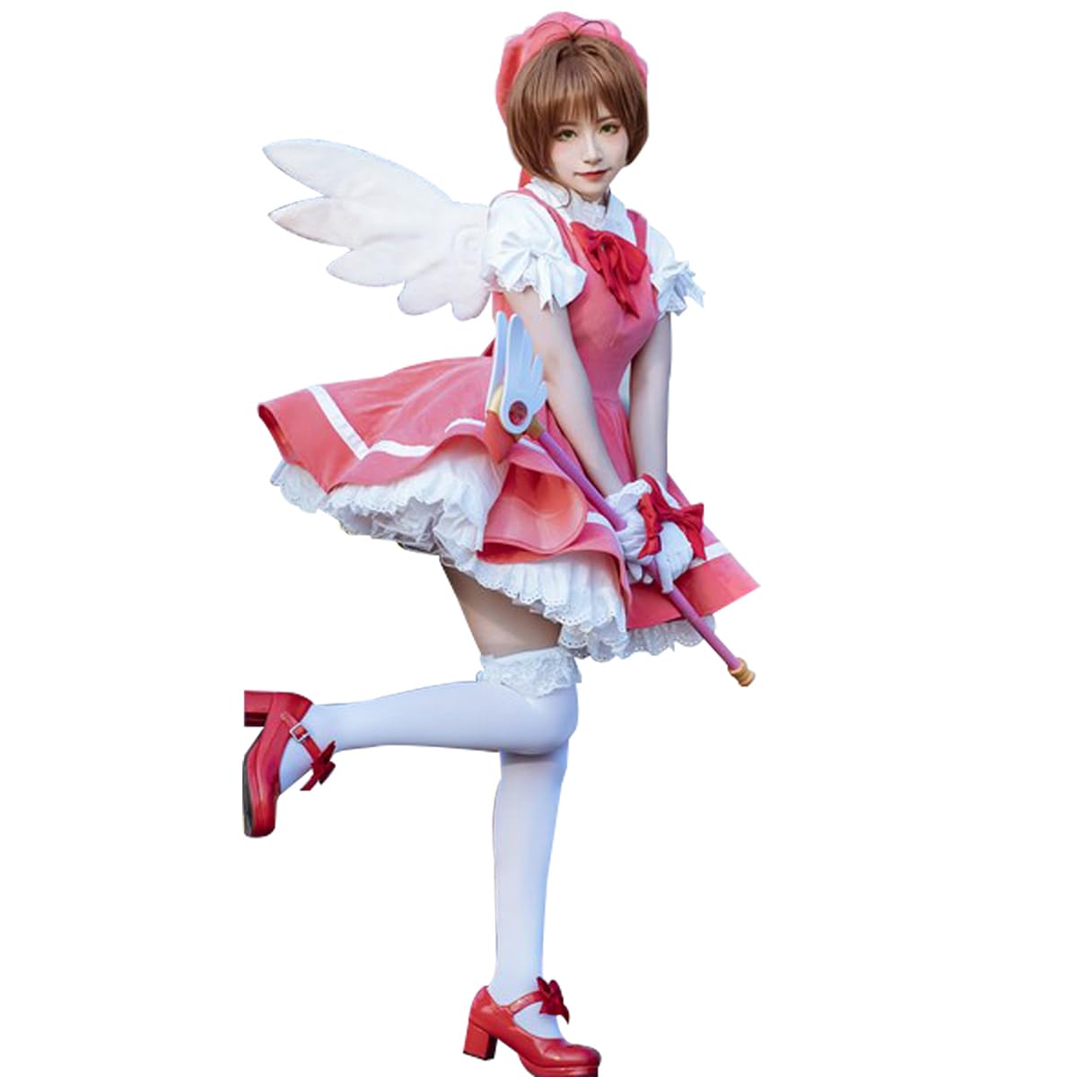 Cardcaptor Sakura Cosplay Sakura Uniform Pink Dress Battle Suit Halloween Outfits