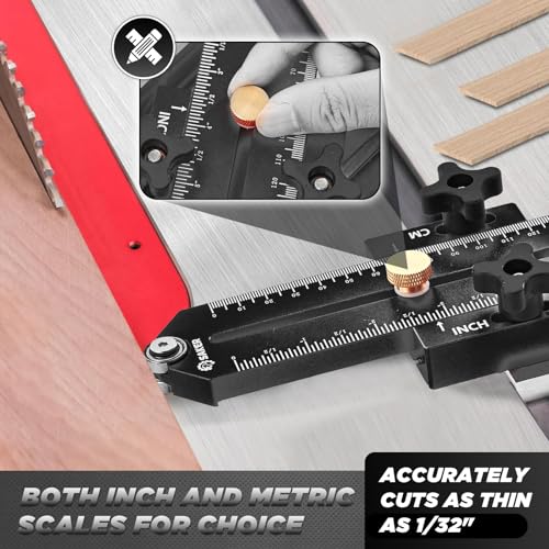 Saker Thin Rip Jig Table Saw Jig Guide, Making Repetitive Narrow Strip Cuts, Fit for 3/4" x 3/8" Slots, for Table Saw Band Saw Router Table Black