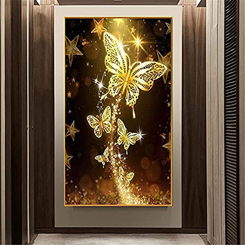 Peinture Diamant 5D Papillon d'or 70x140cm pour rompre le stress par l'art créatif