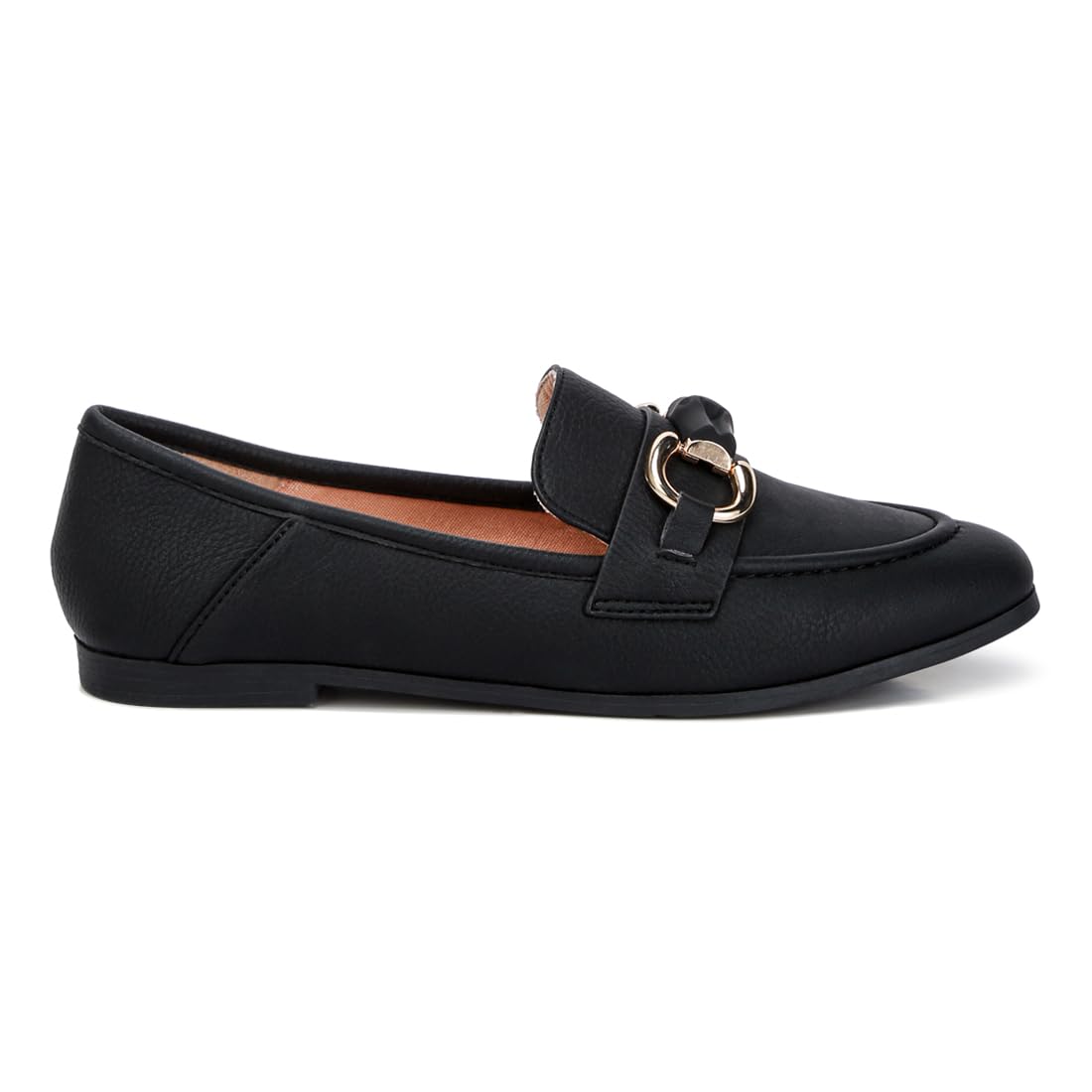 Horsebit Embellished Raffia Loafers Black-image-42
