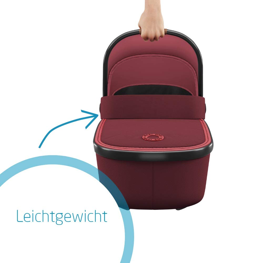Maxi-Cosi Oria Babywanne, groß, bequem und federleichter Kinderwagenaufsatz, geeignet für Maxi-Cosi-Kinderwagen/Buggys, nutzbar ab der Geburt - 6 Monate, (ca. 0-9 kg), essential red