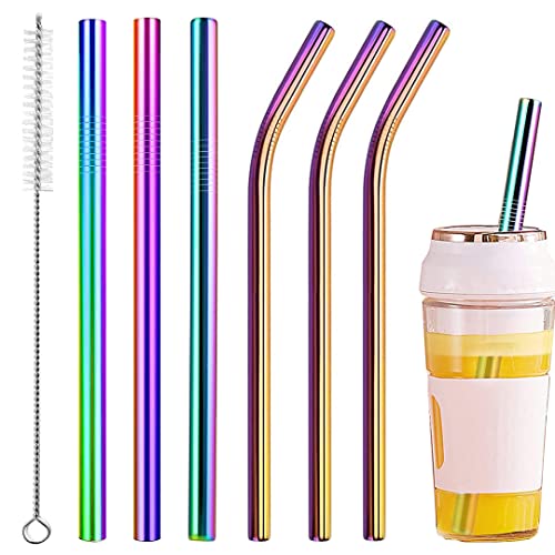 Vinaco Reusable Extra Wide Stainless Steel Straws (6-Pack)