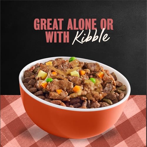 Image of Cesar Home Delights Wet Dog Food, Beef Stew in Sauce, 3.5 oz, 24 Count | Real beef #1 ingredient, easy to digest, no fillers /added sugar /artificial flavors, use as meal or topper, easy peel trays