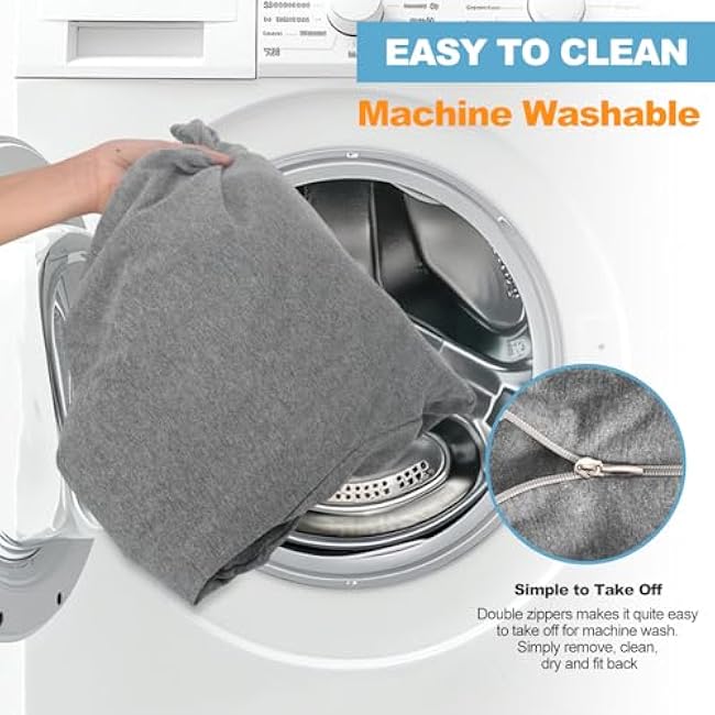 57 Inch U Shaped Removable Pregnancy Pillow Cover Compatible with Momcozy,Soft and Breathable,Cooling Polyester Pregnancy Pillow Case Replacement Fits 55/57 Inch